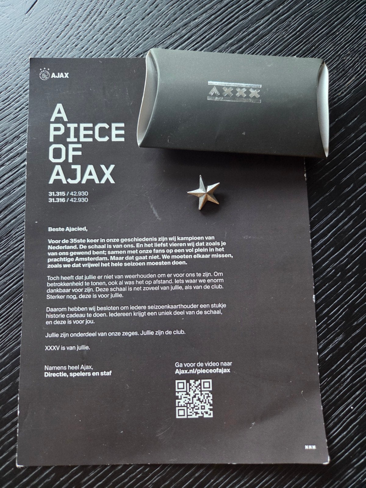 Ajax Kampioensschaal Speldje - A Piece of Ajax, Ophalen of Verzenden