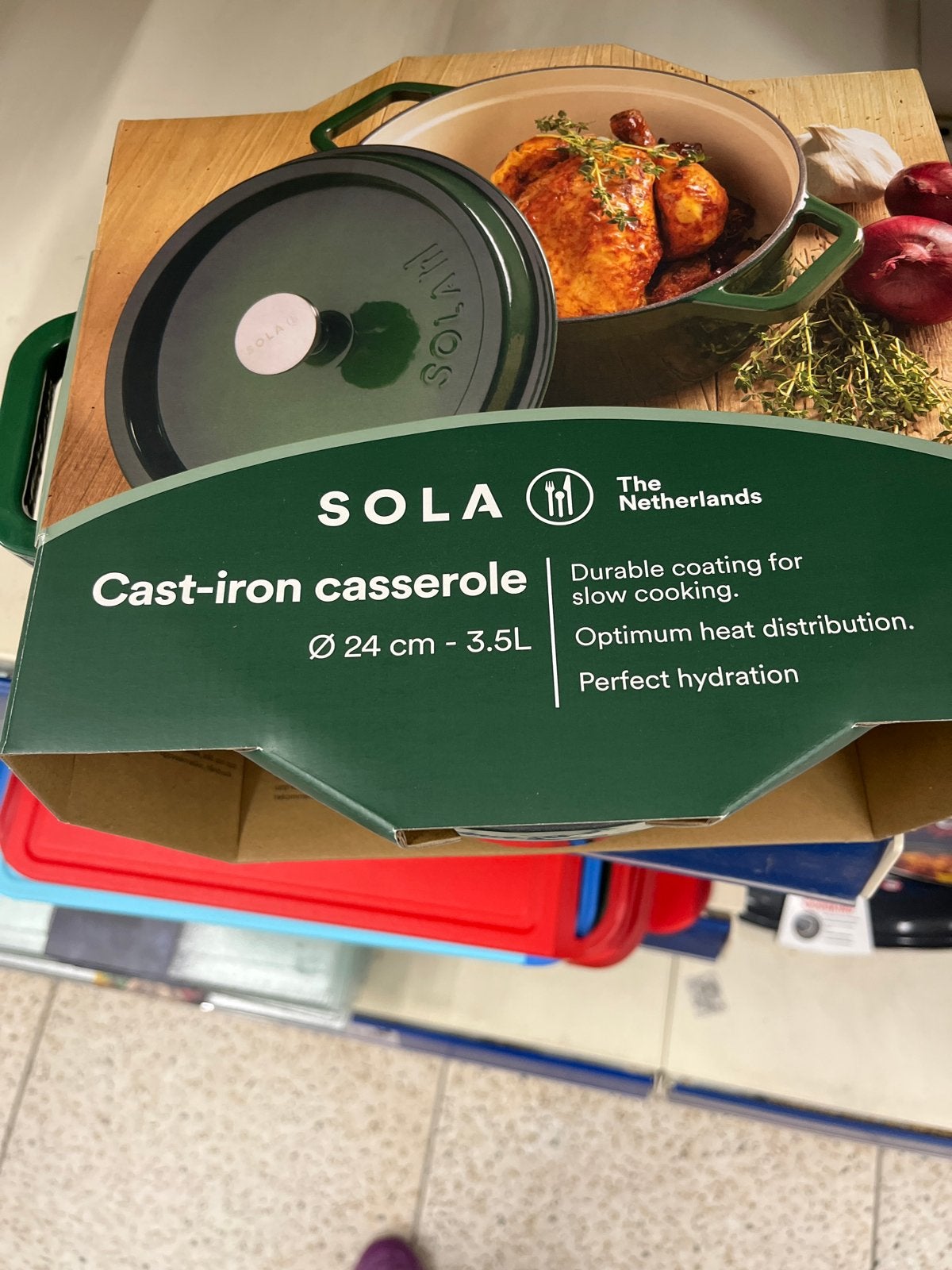 Sola Gietijzeren Braadpan - 24 cm, 3.5L, Ophalen, Met deksel, Nieuw, Braadpan