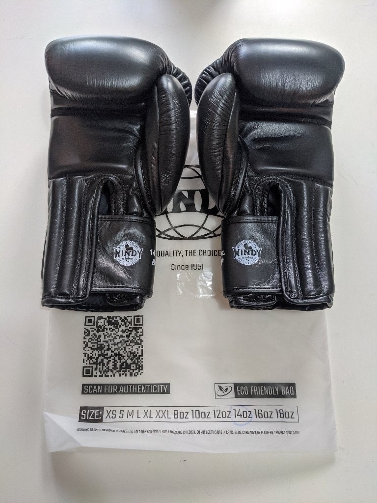 Windy kickbox handschoenen 14oz zwart BGP-model echt leer, Ophalen of Verzenden, Nieuw, Bokshandschoenen
