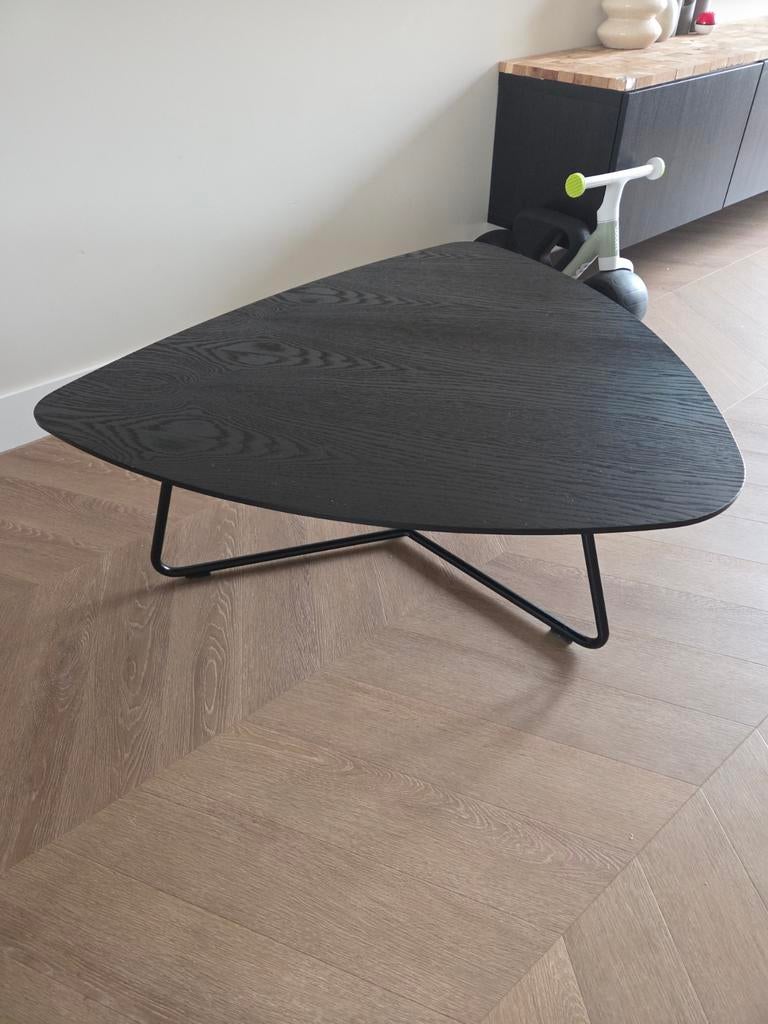 Zwarte salontafel 93x36cm met metalen onderstel, Huis en Inrichting, Tafels | Salontafels, Gebruikt, 50 tot 100 cm, 50 tot 100 cm