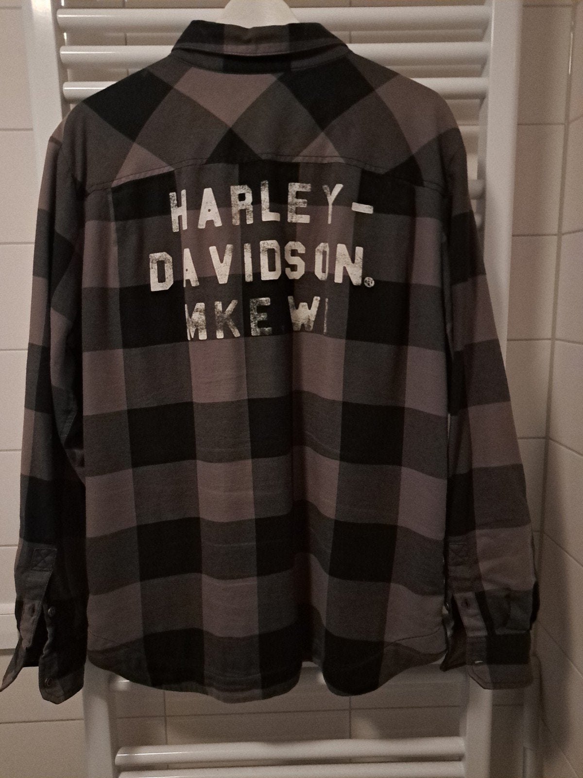 Gevoerd Harley overhemd ruime L, Kleding | Heren, Overhemden, Ophalen of Verzenden, Zo goed als nieuw, Grijs, Halswijdte 41/42 (L)