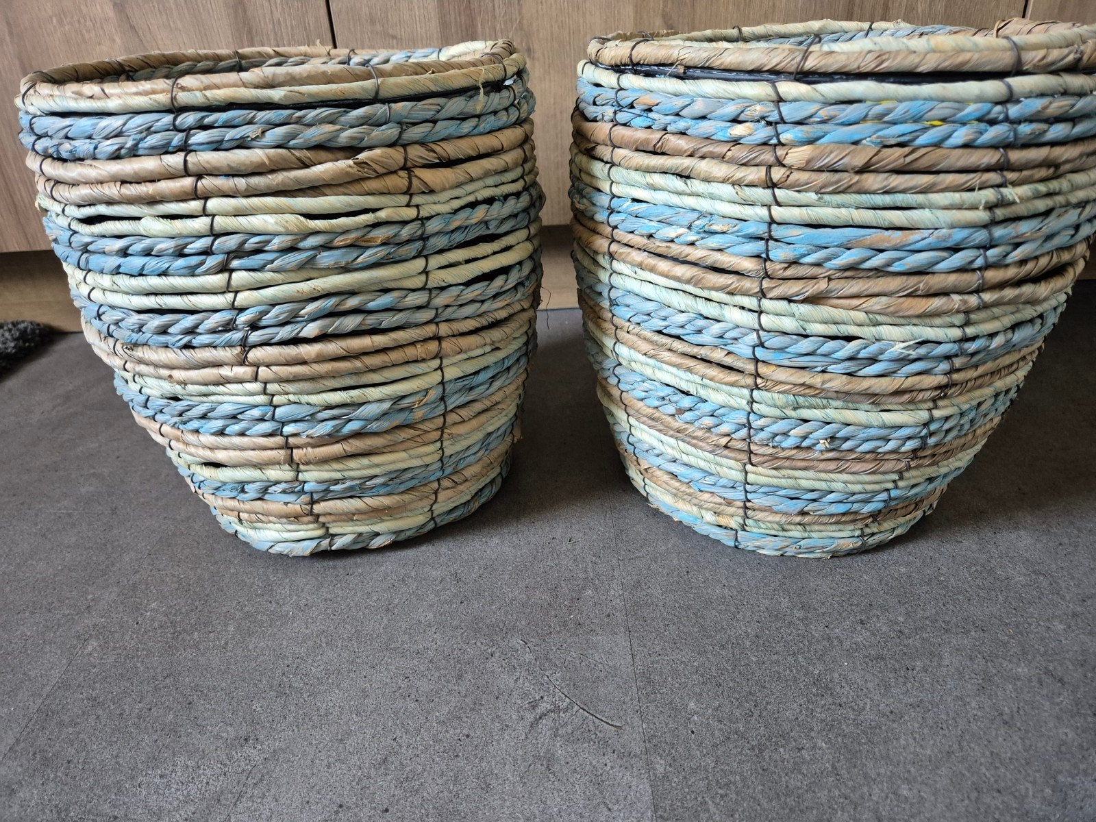 2 Mica bloempotten van zeegras, Ophalen of Verzenden, Zo goed als nieuw, Overige materialen