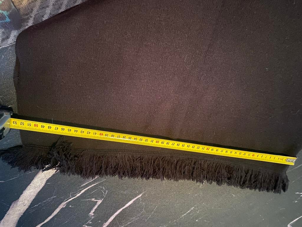 Zwart Knits plaid met franjes, Zwart, Zo goed als nieuw, 150 tot 200 cm, Rechthoekig