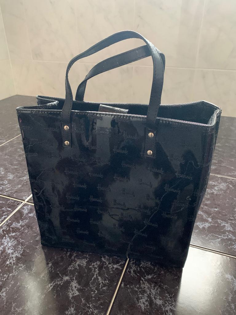 Harrods zwarte handtas, Sieraden, Tassen en Uiterlijk, Tassen | Damestassen, Ophalen of Verzenden, Zo goed als nieuw, Zwart, Handtas