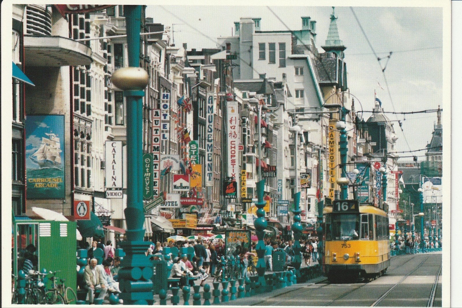 AMSTERDAM DAMRAK STRAATMEUBILAIR RECLAME GVB TRAM 753 LYN 16, Ophalen of Verzenden, 1960 tot 1980, Ongelopen, Noord-Holland