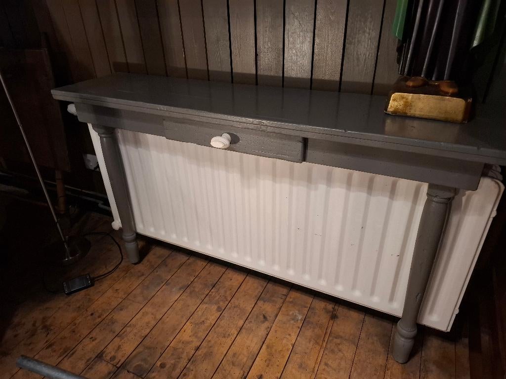 Leuke oude sidetable, wandtafel, tafeltje smal, Antiek en Kunst, Curiosa en Brocante, Ophalen