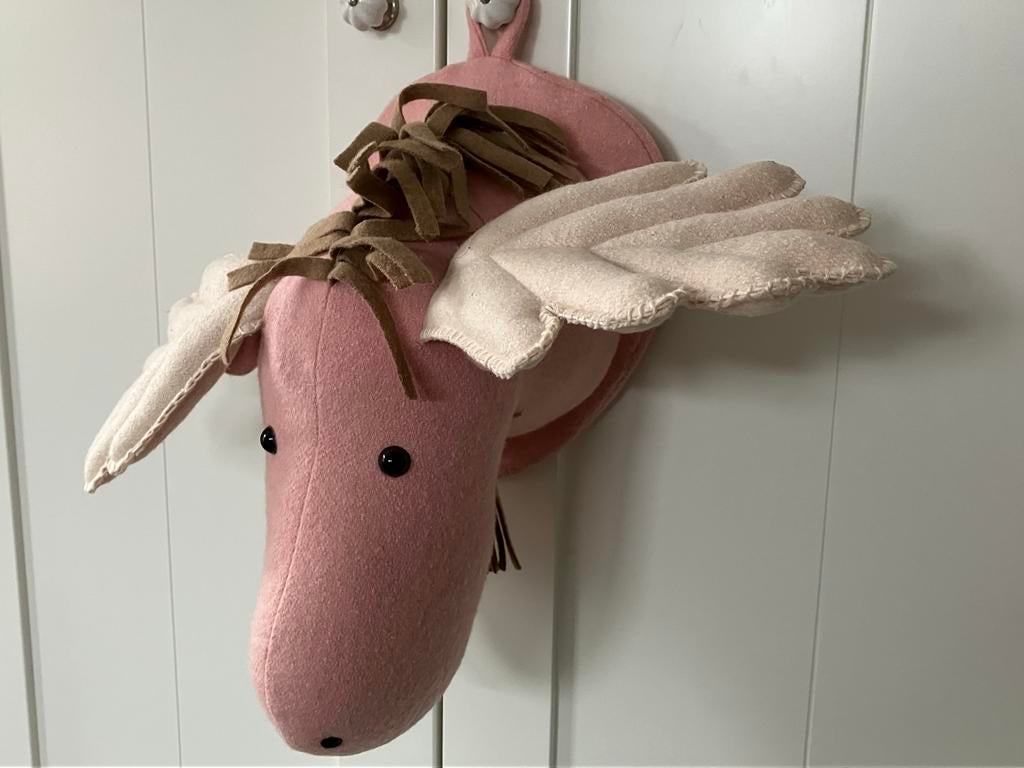 Roze Eland Hoofd van Vilt voor Kinderkamer Wanddecoratie, Kinderen en Baby's, Kinderkamer | Inrichting en Decoratie, Ophalen of Verzenden