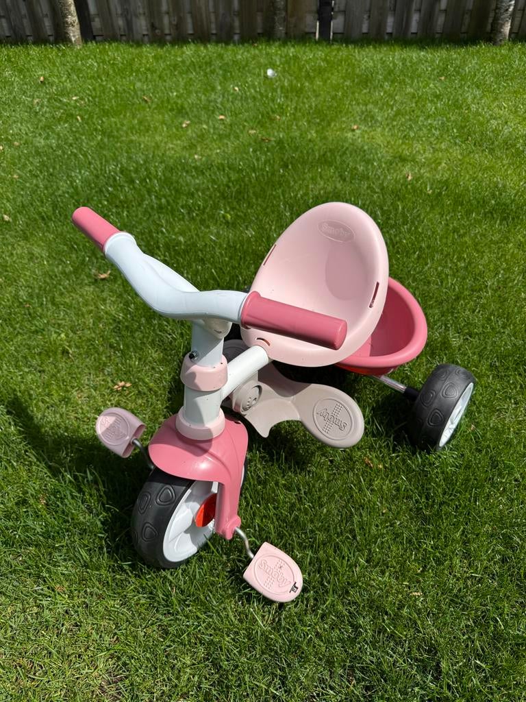 Roze Smoby driewieler voor kinderen, Ophalen, Zo goed als nieuw, Duwstang