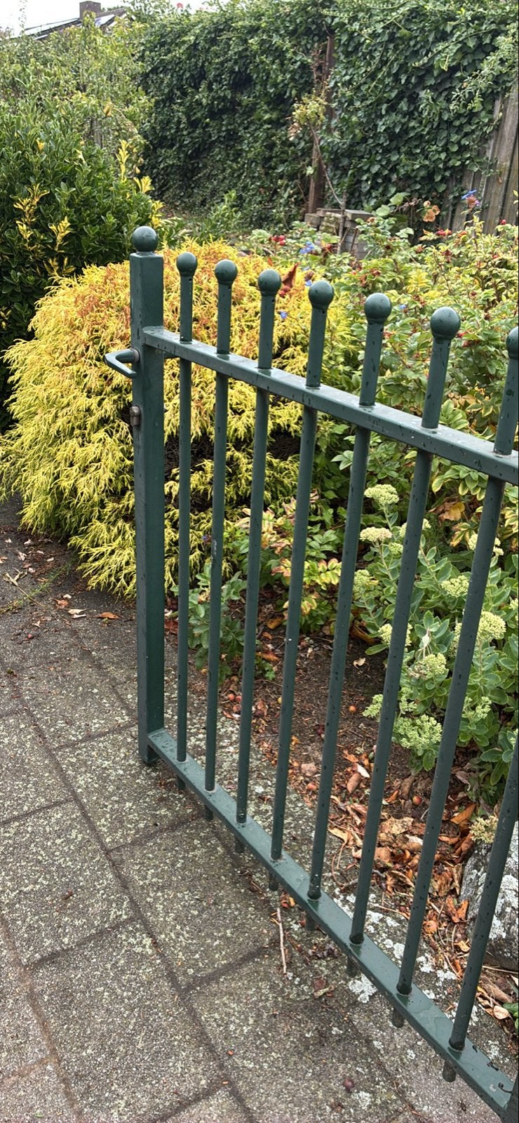 Groen Spijlenhekwerk met Poort - Gebruikt, Met poort, Gebruikt, IJzer, Spijlenhekwerk