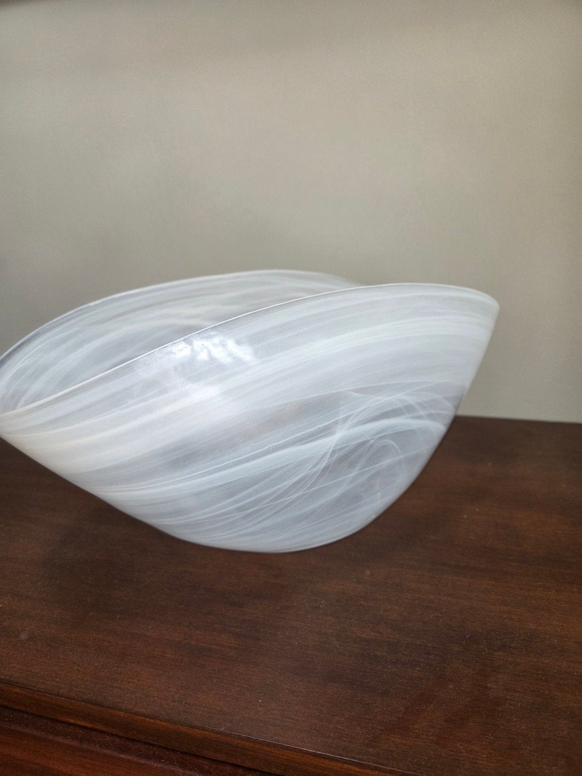 Decoratieve glazen schaal - Wit gemarmerd design, Ophalen