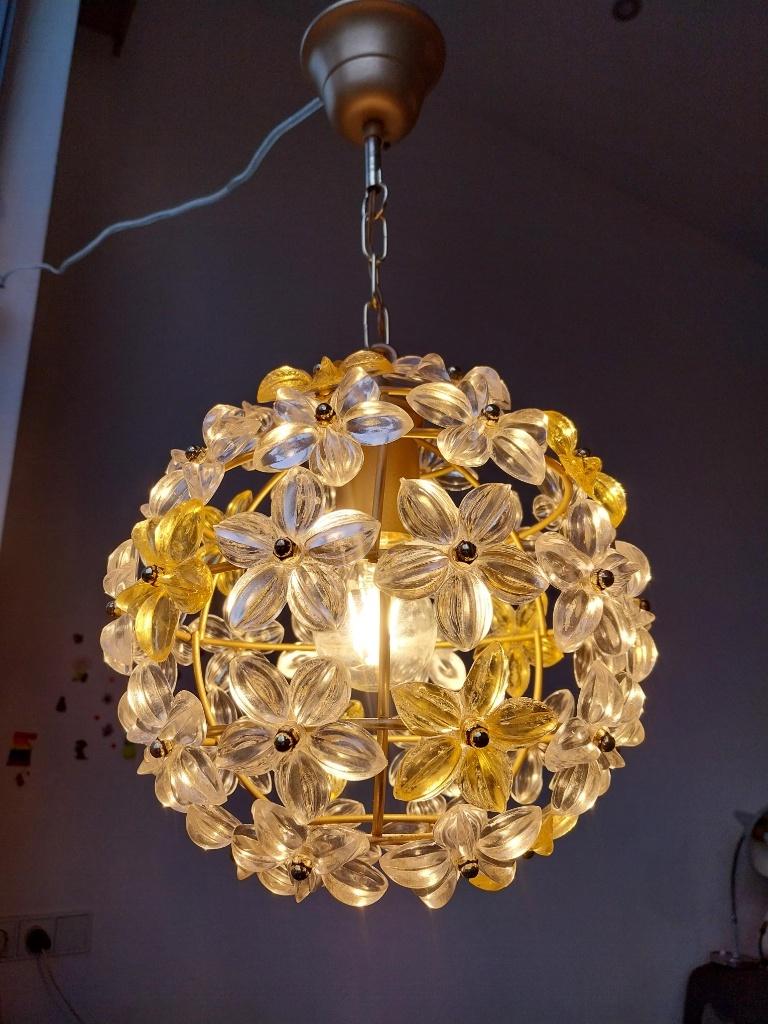 Vintage bloemen hanglamp retro design kroonluchter, Ophalen of Verzenden