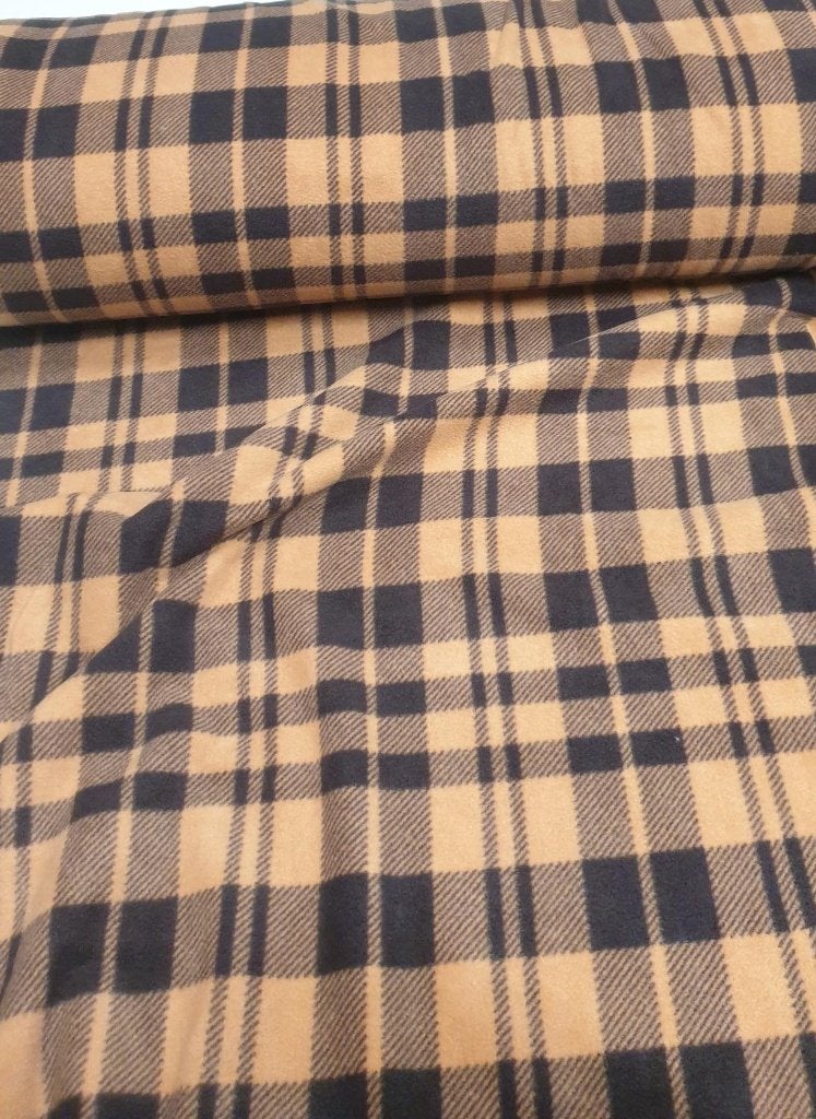 zacht geruite stof light cognac (11505), Overige materialen, Overige kleuren, 120 cm of meer, Ophalen of Verzenden