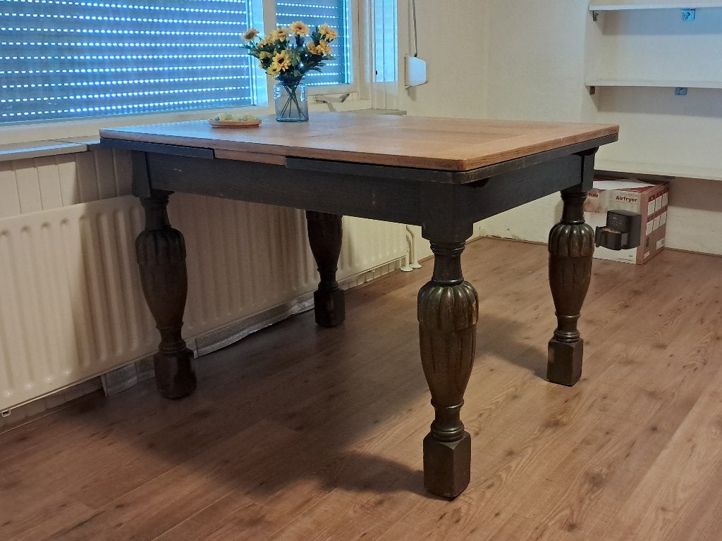 GRATIS AFHALEN eettafel met 6 stoelen (opknappertjes), Gebruikt, Eikenhout, 50 tot 100 cm, Vijf personen of meer