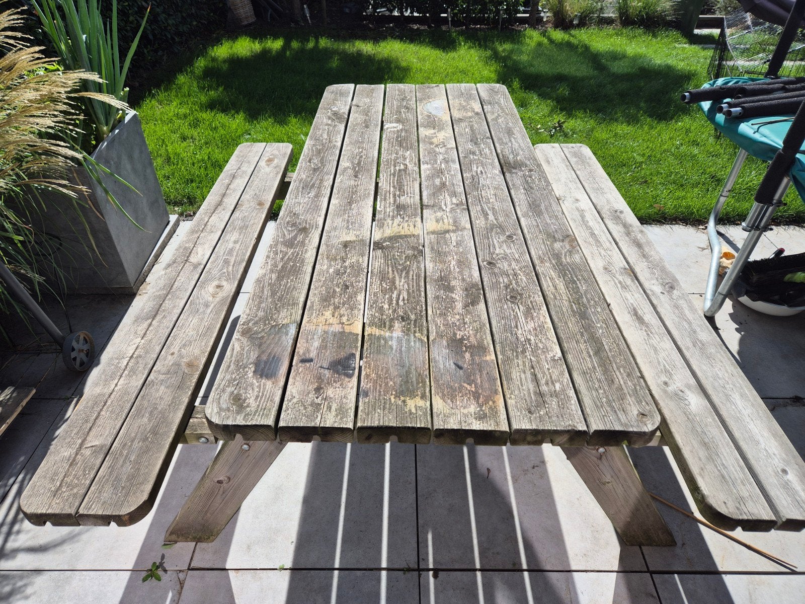 Houten picknick tafel, Tuin en Terras, Ophalen, Gebruikt, Rechthoekig, Hout