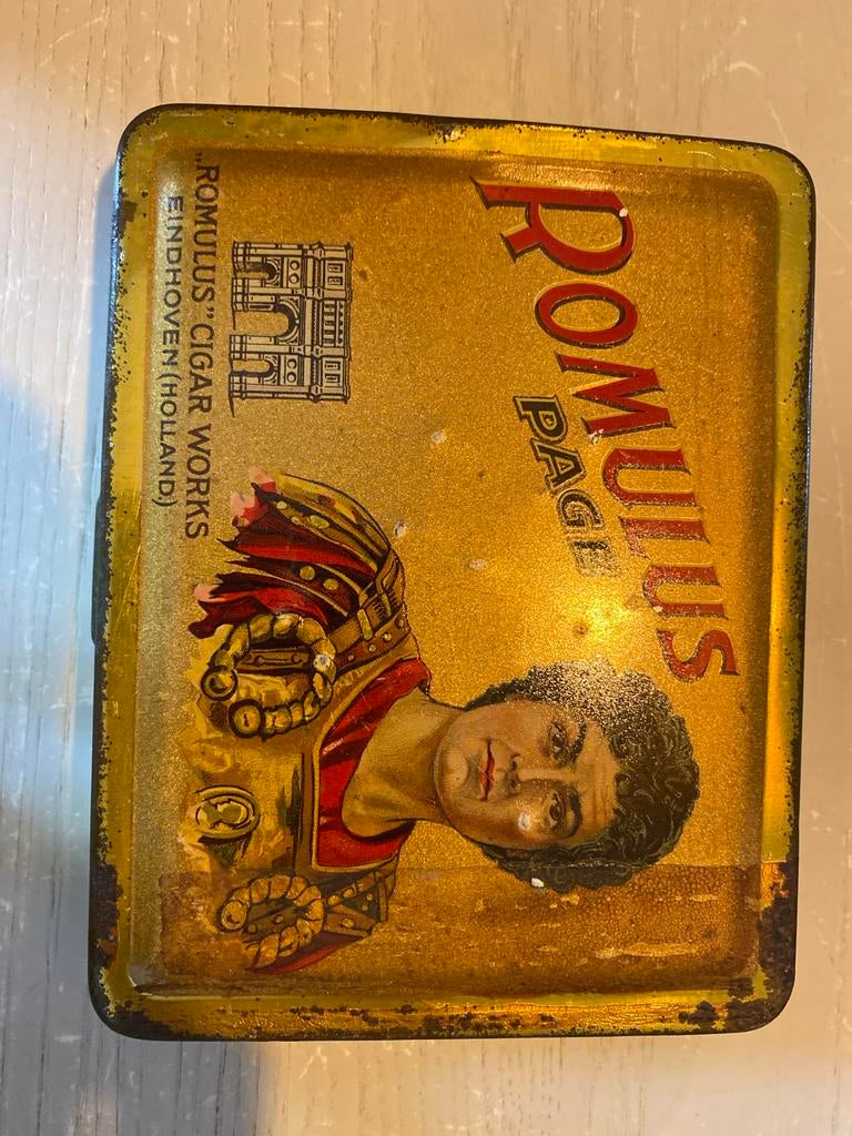 Vintage Romulus sigarendoos - Metalen blik, Verzamelen, Ophalen of Verzenden, Gebruikt, Overige, Overige merken