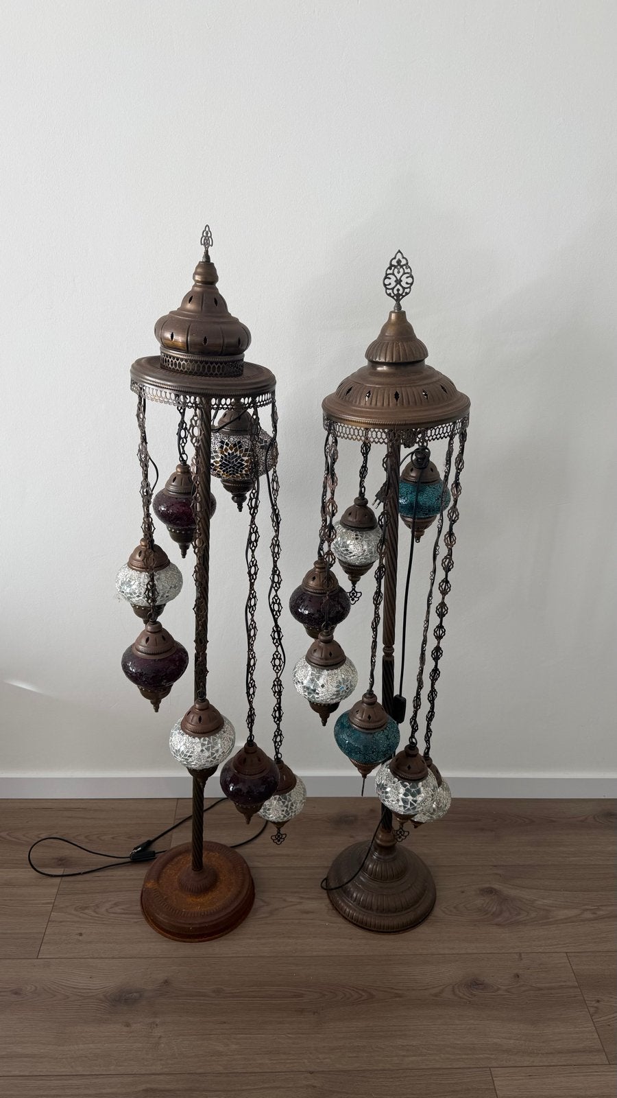Set van 2 Turkse Mozaïek Vloerlampen - Handgemaakt, Bohemian, Overige merken, Meerkleurig, Zo goed als nieuw
