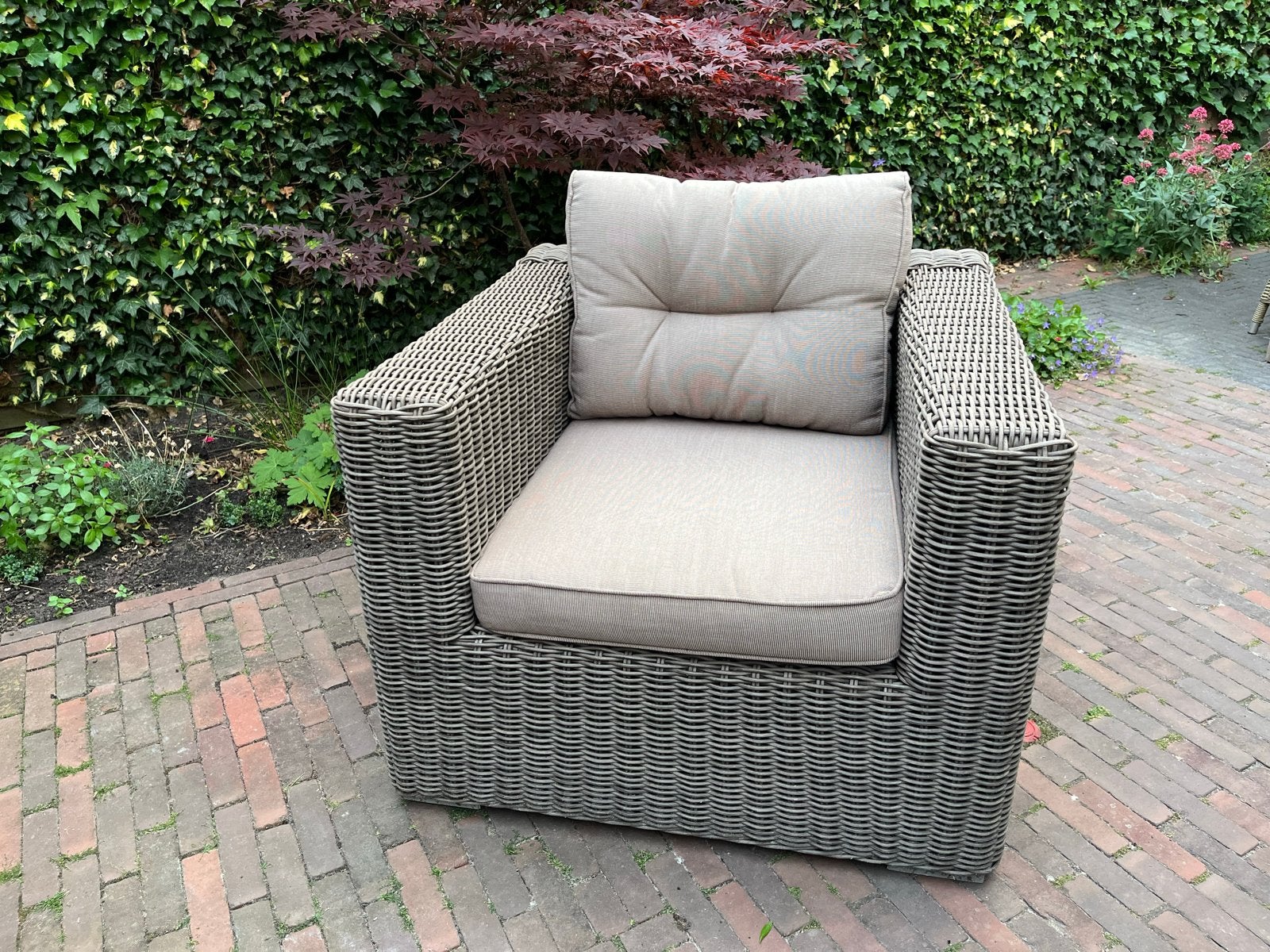 Pure Home Collection Wicker Tuinstoel met Kussens, Tuin en Terras, Ophalen, Gebruikt, Wicker
