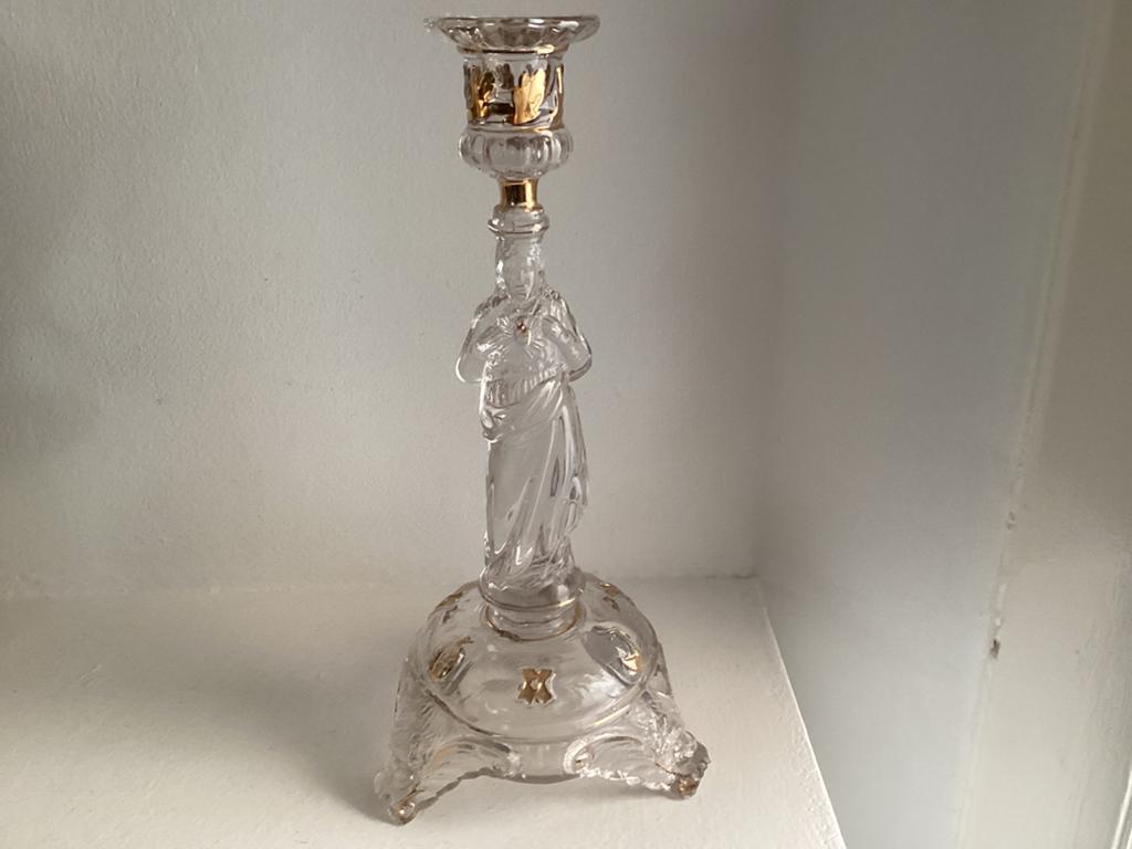 Heilighart kandelaar glas, Ophalen of Verzenden, Glas