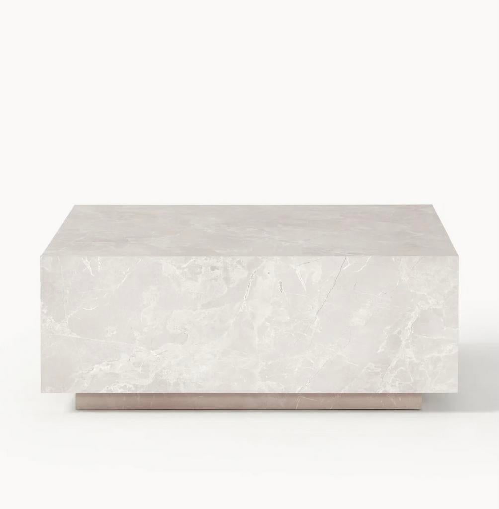 Moderne Salontafel met Travertijn Look - Mat Beige, Huis en Inrichting, Overige materialen, 100 tot 150 cm, Zo goed als nieuw