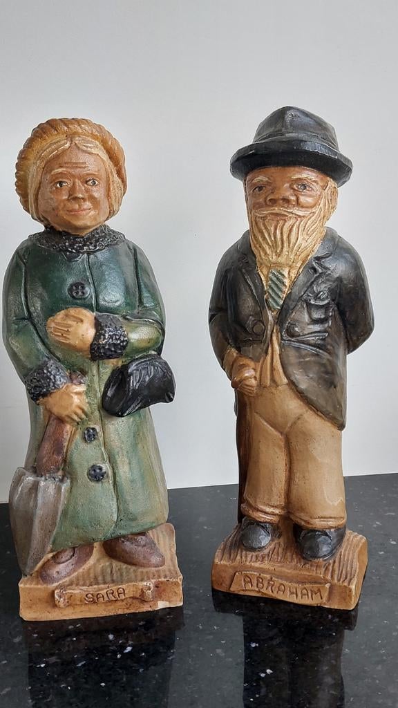 Sarah en Abraham Steen Figuren - ca. 23 cm hoog, Antiek en Kunst, Groep mensen, Ophalen of Verzenden, Handgemaakt, 20 - 50 cm