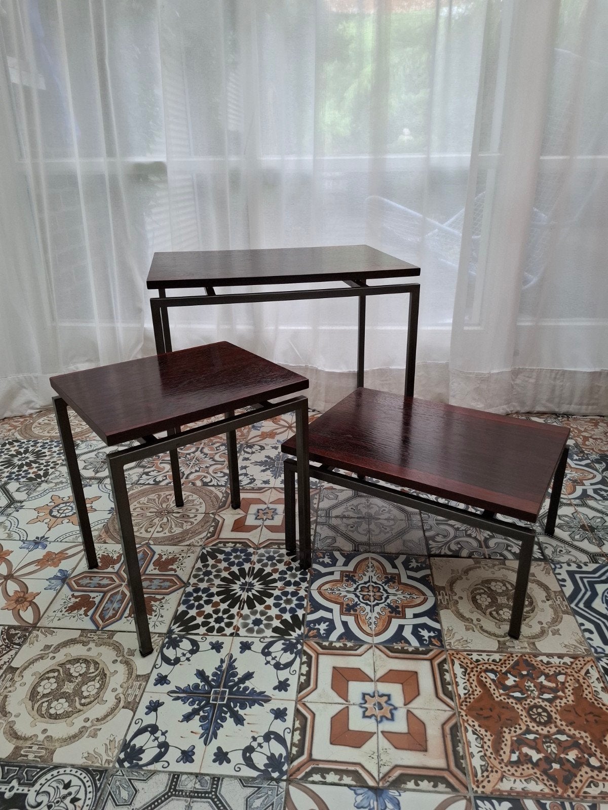 Set van 3 Pastoe Braakman bijzettafels, vintage, Ophalen