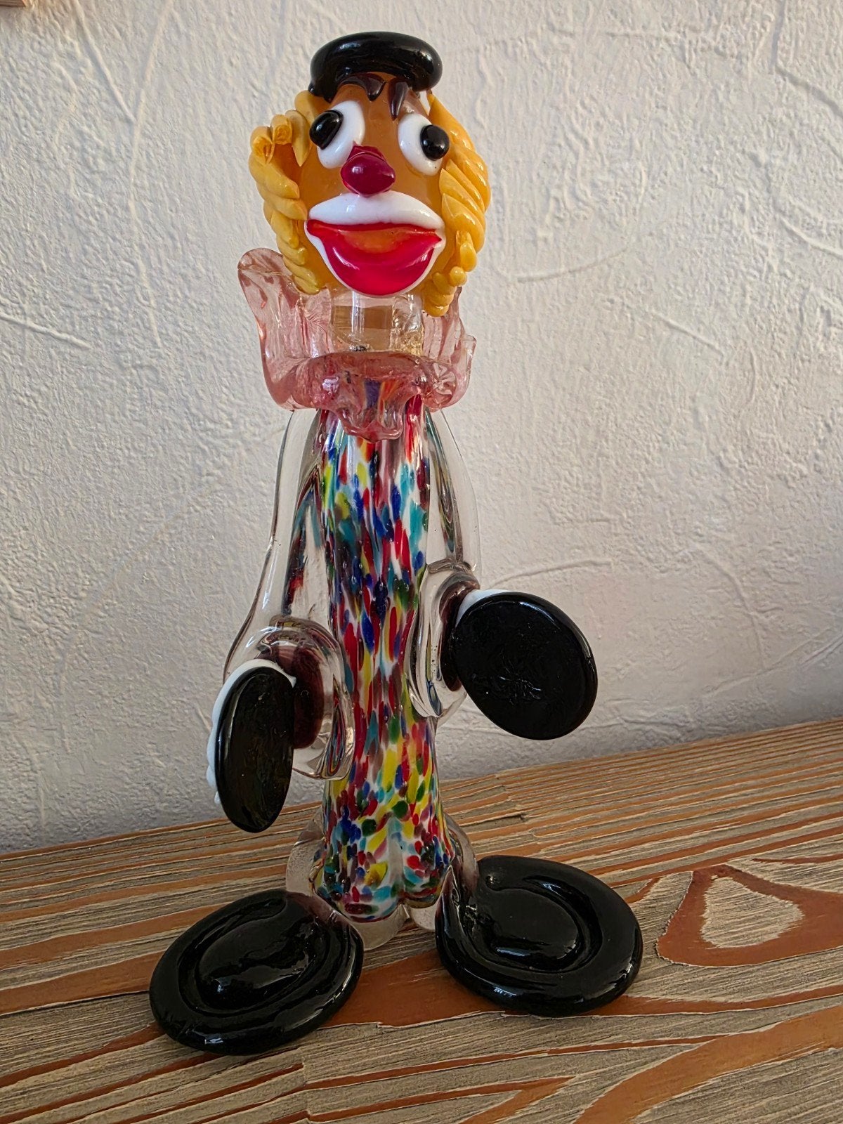 Glazen murano clown beeldje met barst in nek ( gelijmd ), Ophalen of Verzenden, Gebruikt