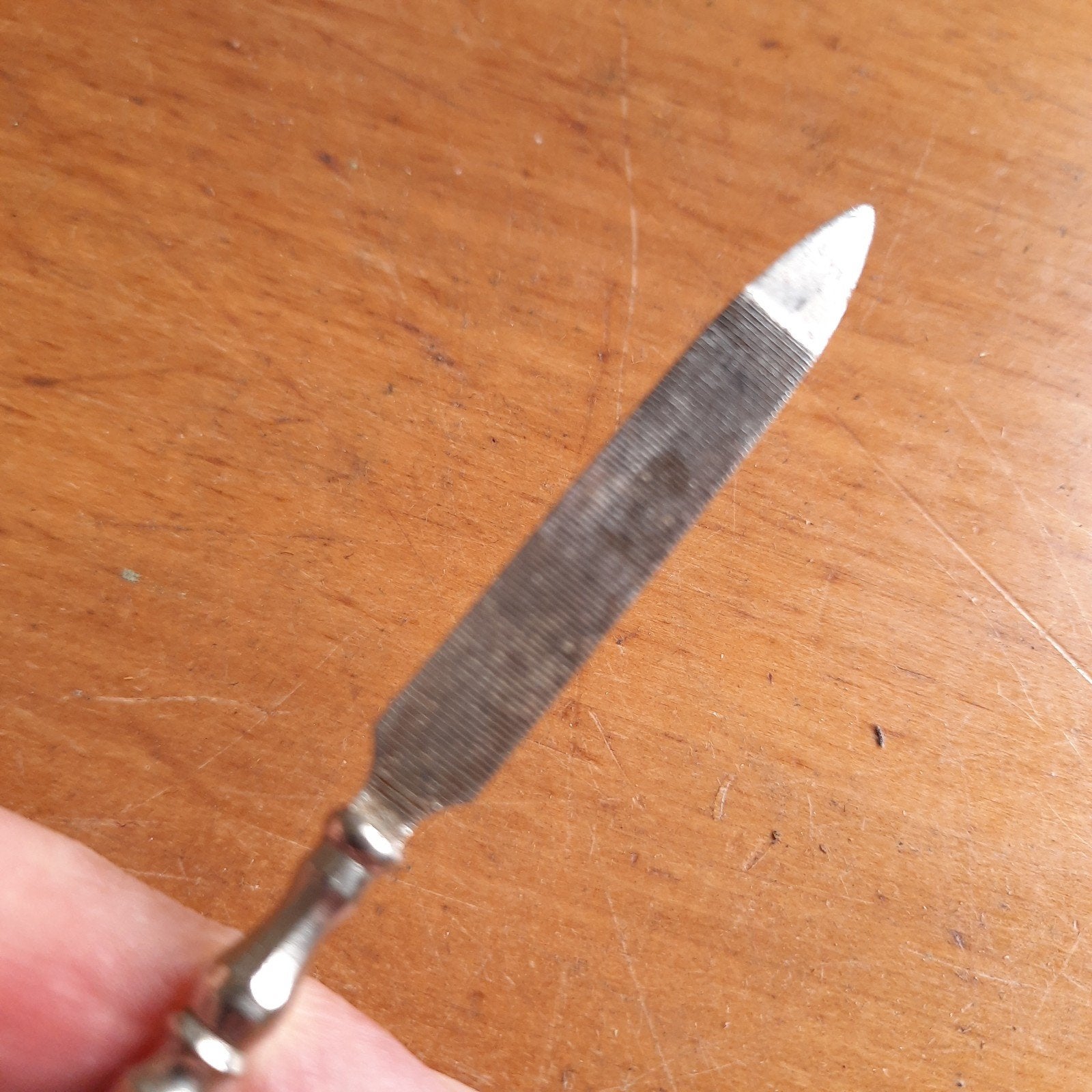 Antieke Nagelvijl met Handvat Buitenlands Zilver, Verzenden, Zilver