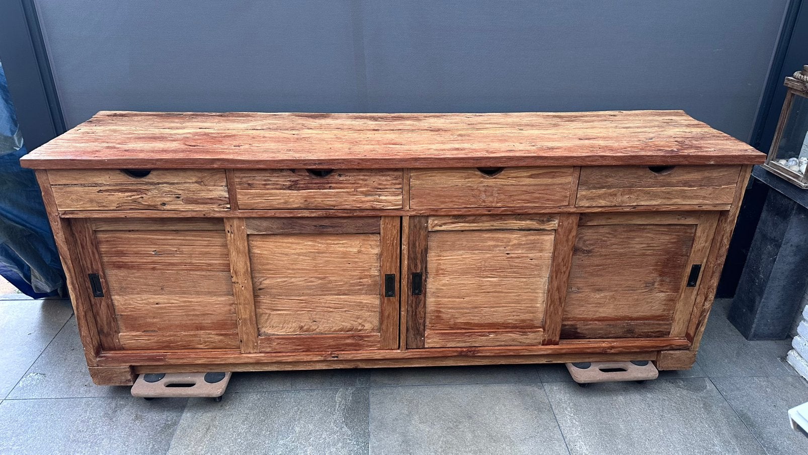 Uniek massief houten dressoir, Met lade(s), Zo goed als nieuw, 200 cm of meer, 25 tot 50 cm
