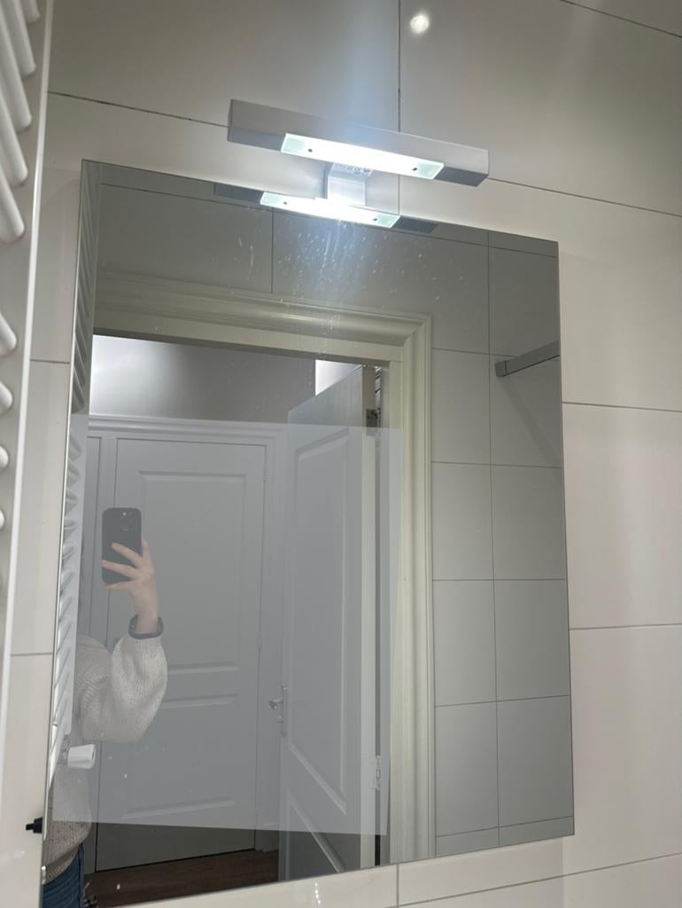 Badkamerspiegel verlichte spiegel / Lighted bathroom mirror, Overige typen, Zo goed als nieuw, Minder dan 25 cm, Minder dan 100 cm
