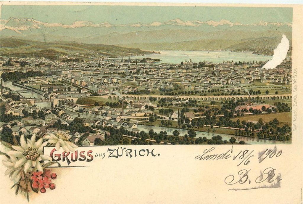 702-090-031 Zurich Litho, Verzamelen, Ansichtkaarten | Buitenland, Verzenden, Voor 1920, Overig Europa