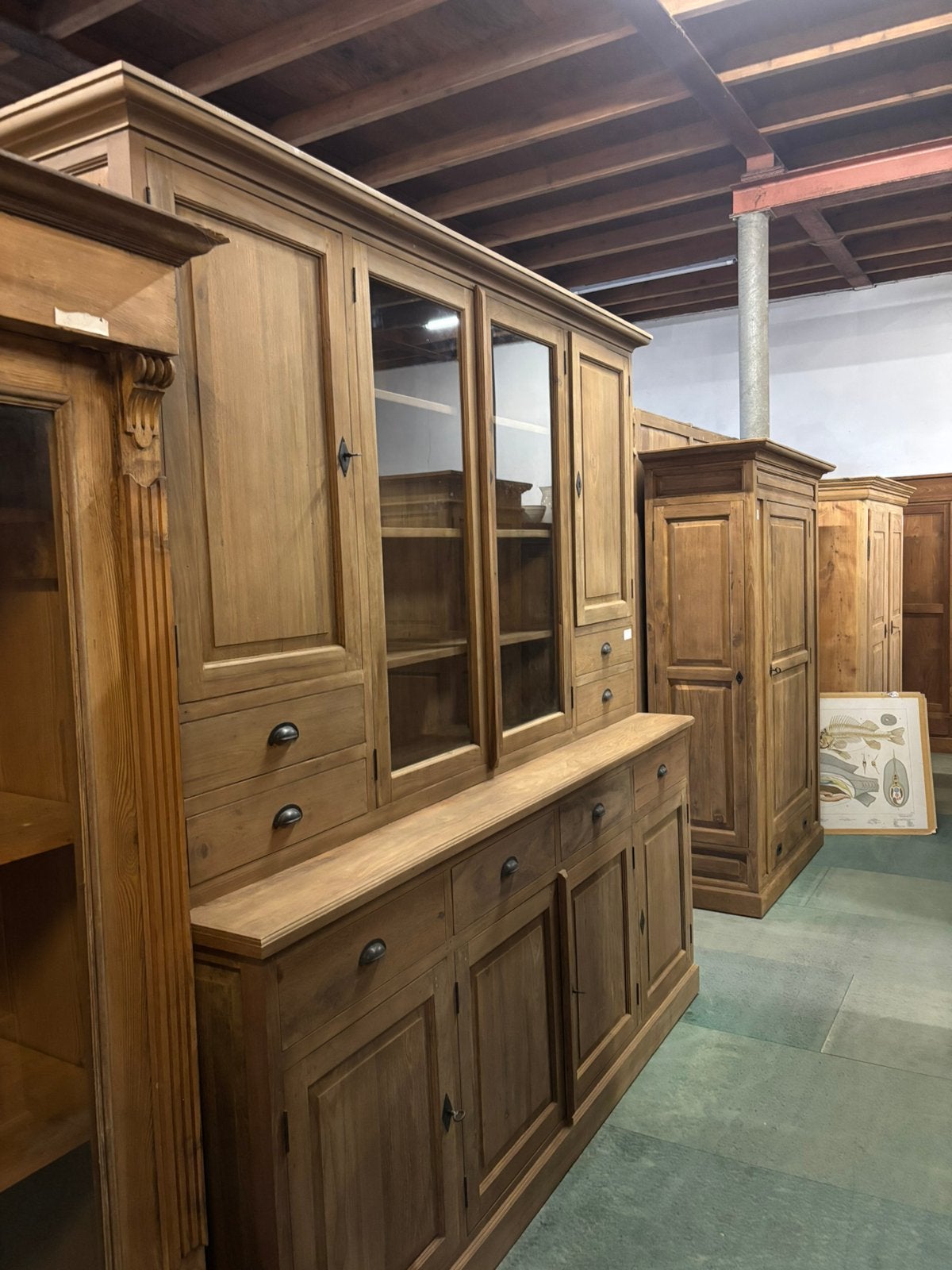 Teak hout vitrinekast met deuren en laden, Ophalen, 200 cm of meer, Teakhout, Hoevesteenwijkerwold@gmail.com