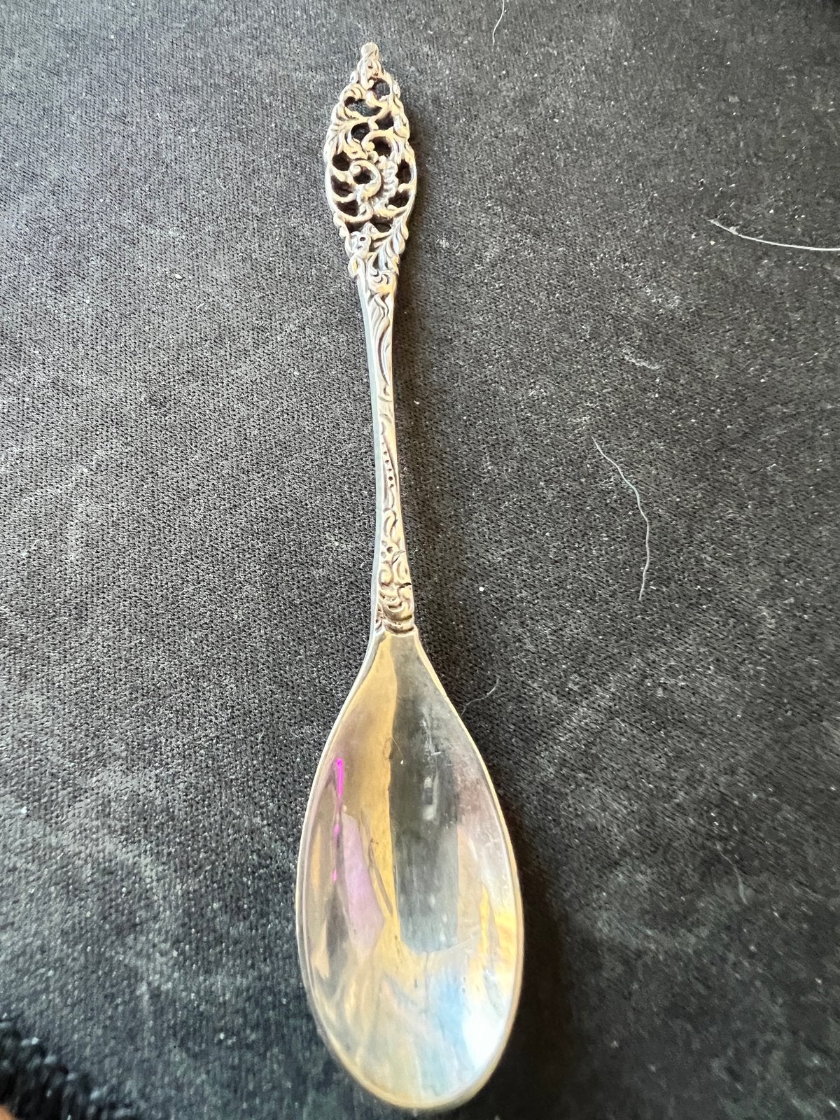 Antieke zilveren lepel met sierlijk handvat, Antiek en Kunst, Ophalen of Verzenden