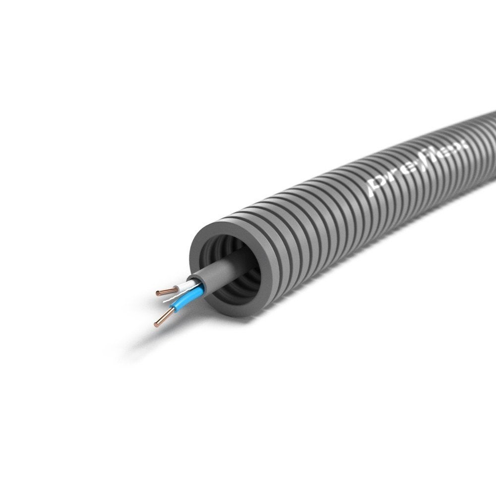 Flexpijp 5/8 + signaalkabel 2x0.8 grijs 16mm (100 mter) - P, Verzenden, Nieuw