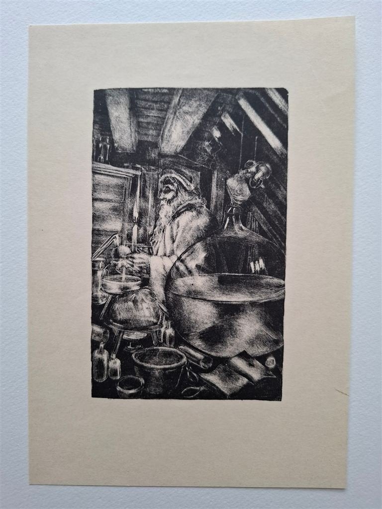 Alchemist, ongesigneerde litho, Ophalen of Verzenden