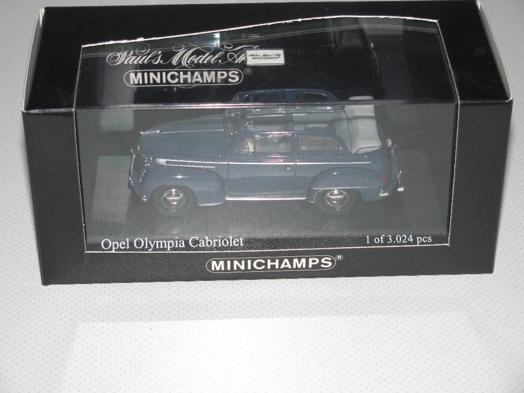 Minichamps Olympia cabriolet Blauw Schaal 1:43, Ophalen of Verzenden, Nieuw, Auto, MiniChamps