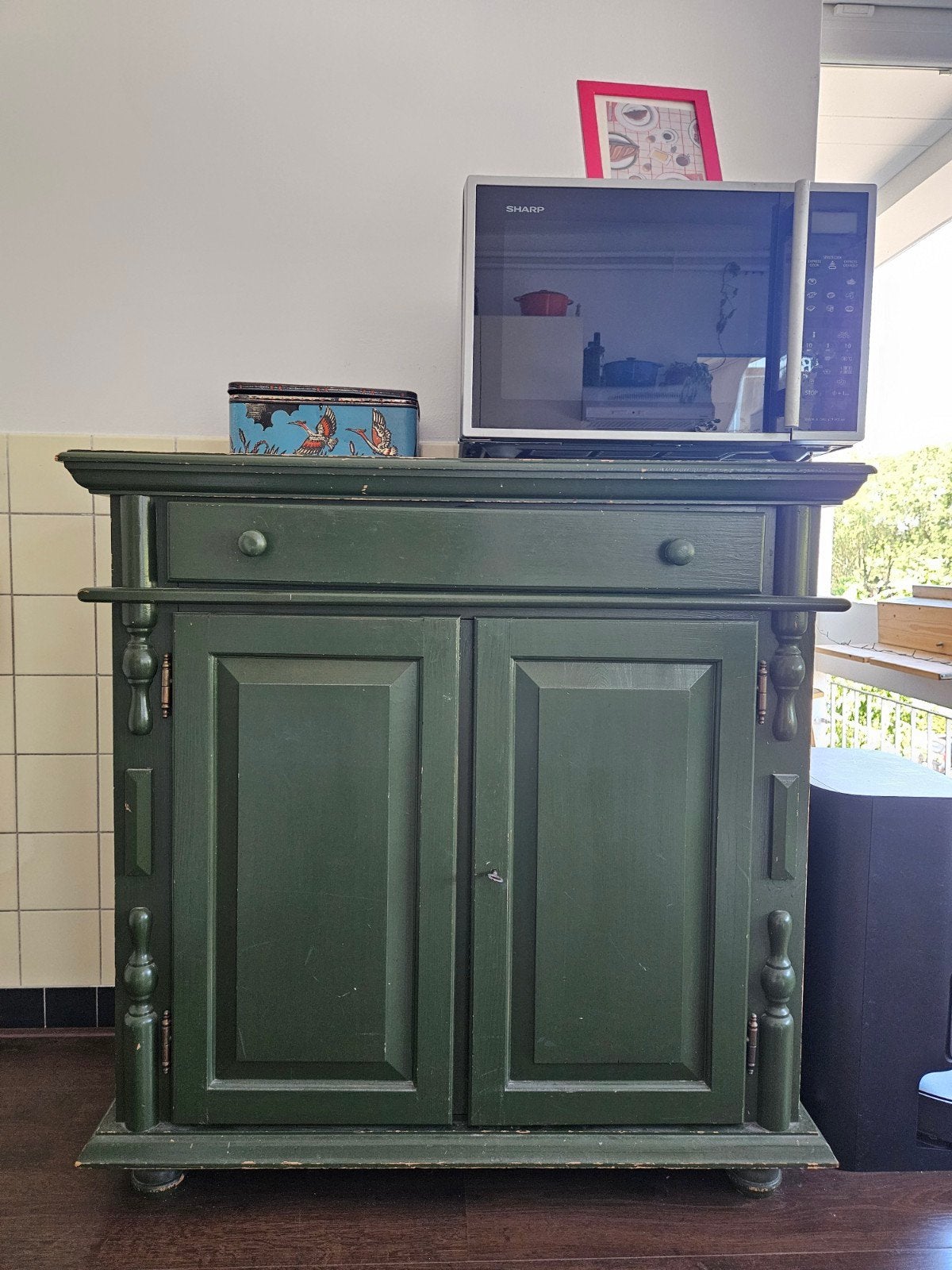 Vintage groen houten kastje, Ophalen