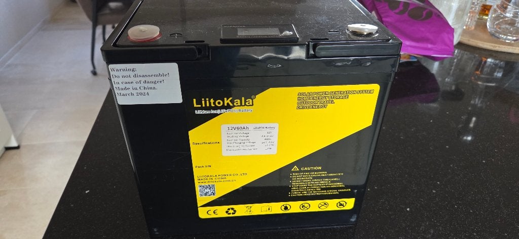 LiitoKala 12V 60Ah LiFePO4 Accu voor Caravan/OffGrid/Mover, Ophalen, Gebruikt