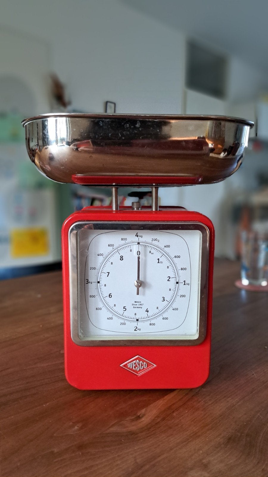 Wesco Keukenweegschaal met Klok - Rood, Ophalen, Keukenweegschaal, Gebruikt, Minder dan 10 kg