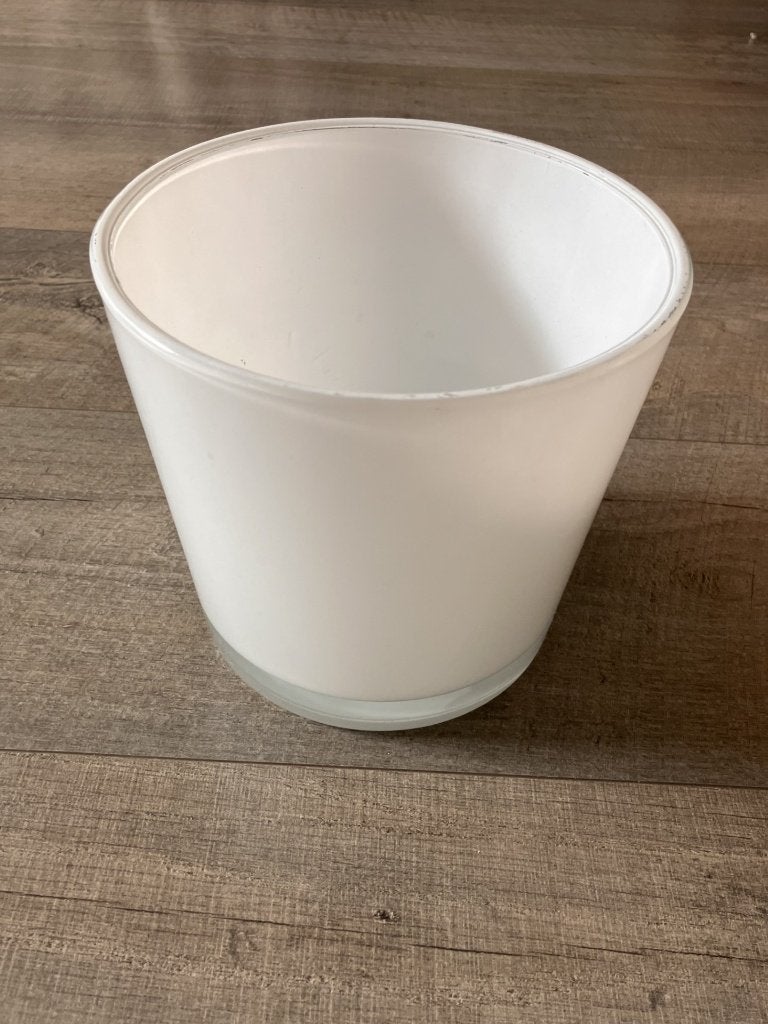 Glazen vaas (16,5 x 16,5 x 15,5 cm), Ophalen of Verzenden, Zo goed als nieuw, Wit, Glas