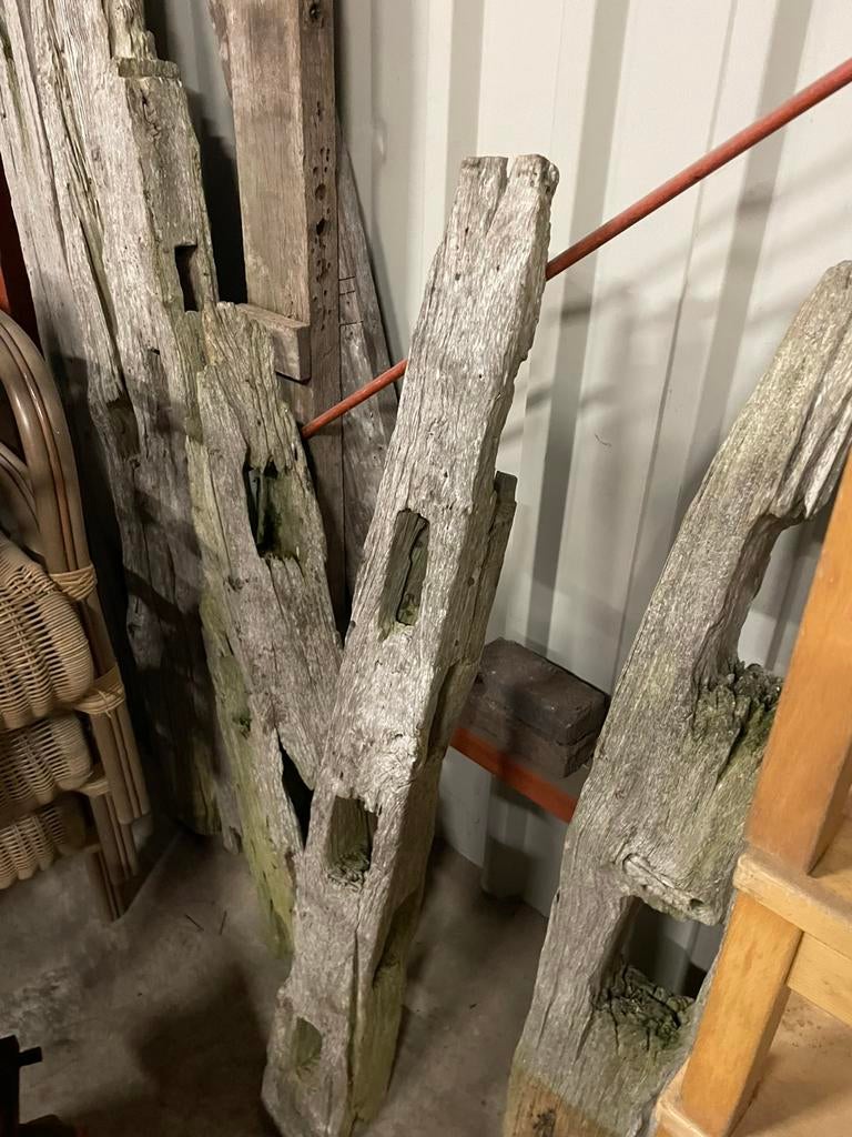 Driftwood tuindecoratie teakhouten palen decowood, Ophalen, Gebruikt, Hout