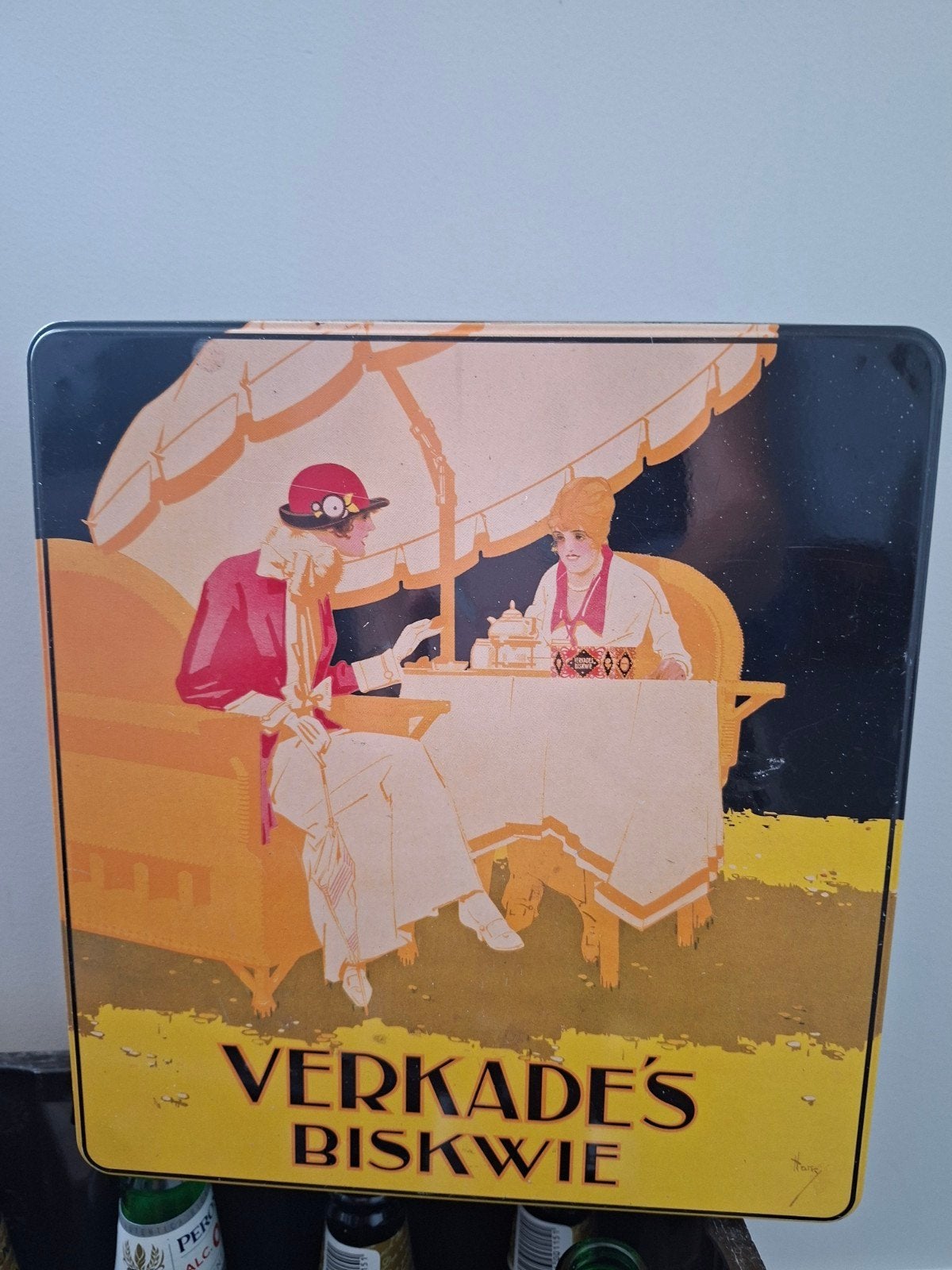 Vintage Verkade's Biskwie blik - De meisjes van Verkade, Ophalen, Gebruikt, Koek(jes), Verkade