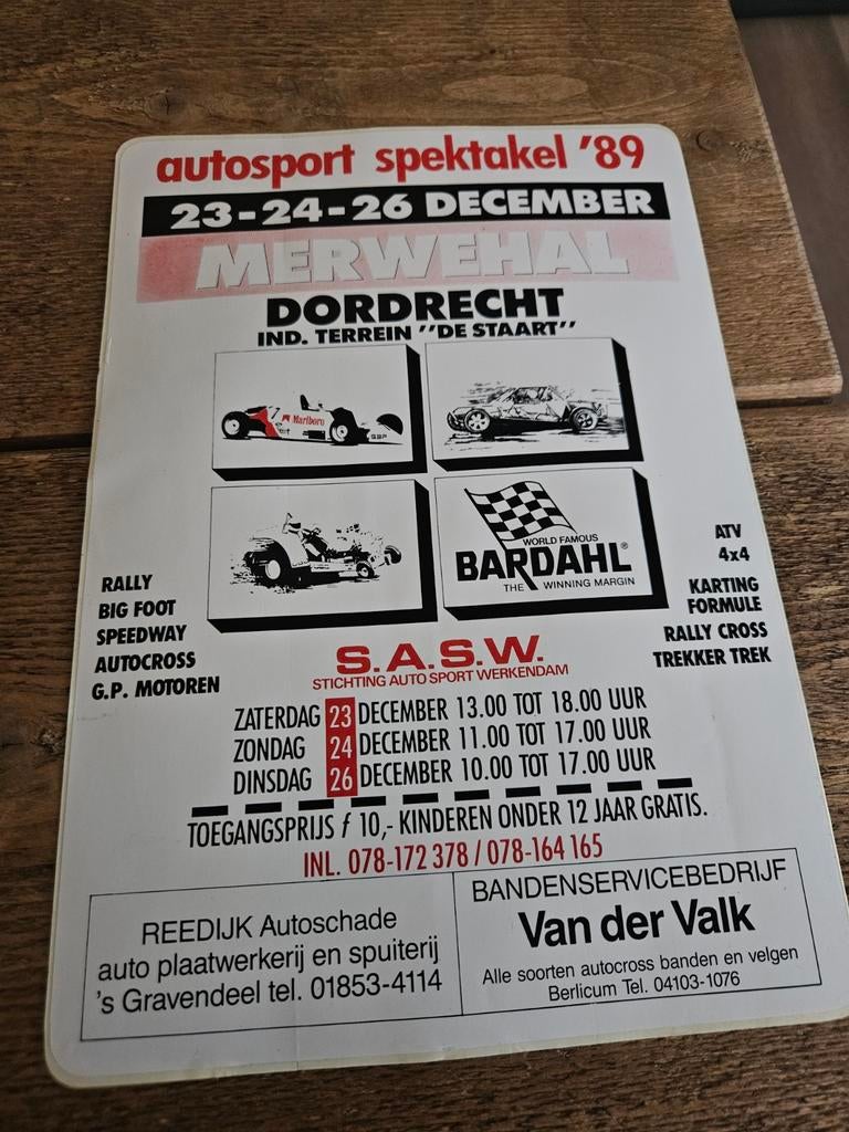 Autosport Spektakel 1989 Dordrecht sticker, Ophalen of Verzenden, Zo goed als nieuw, Auto's