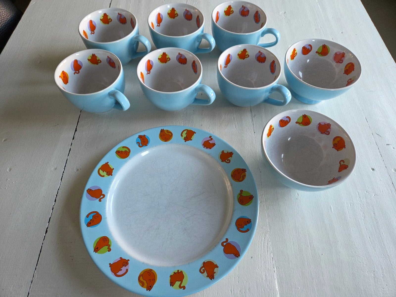 Vintage Jan Jans & de kinderen, de rode kater servies, Gebruikt, Ophalen of Verzenden, Bord(en), Overige stijlen