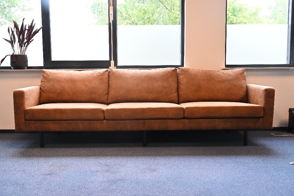 Bank Collin 4-zits - cognac - Leenbakker, Ophalen, Stof, 250 tot 300 cm, 75 tot 100 cm