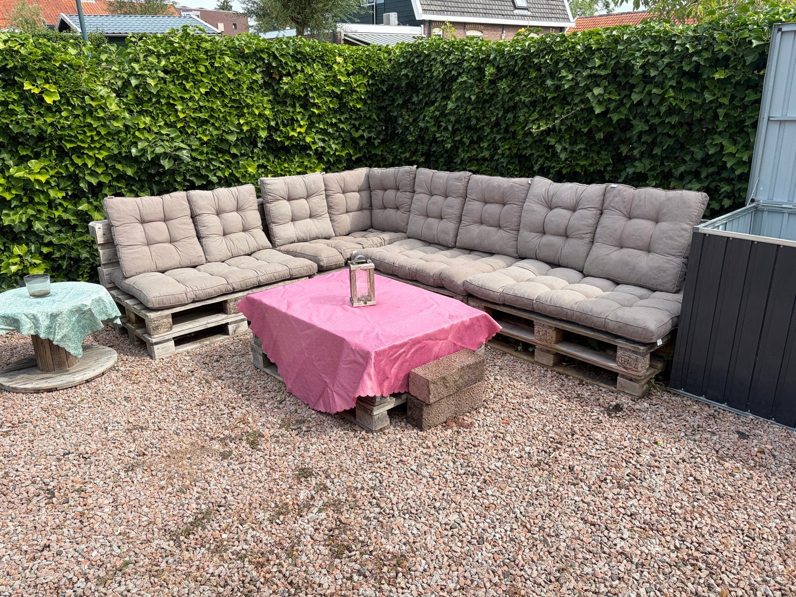 Europallet loungeset met kussens, Ophalen, Gebruikt, Meer dan 8 zitplaatsen, Loungeset