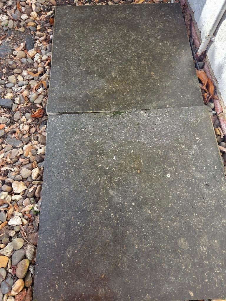 Belgische blauwe hardsteen terrastegels - 30m², Gebruikt, Ophalen of Verzenden, Terrastegels, Natuursteen