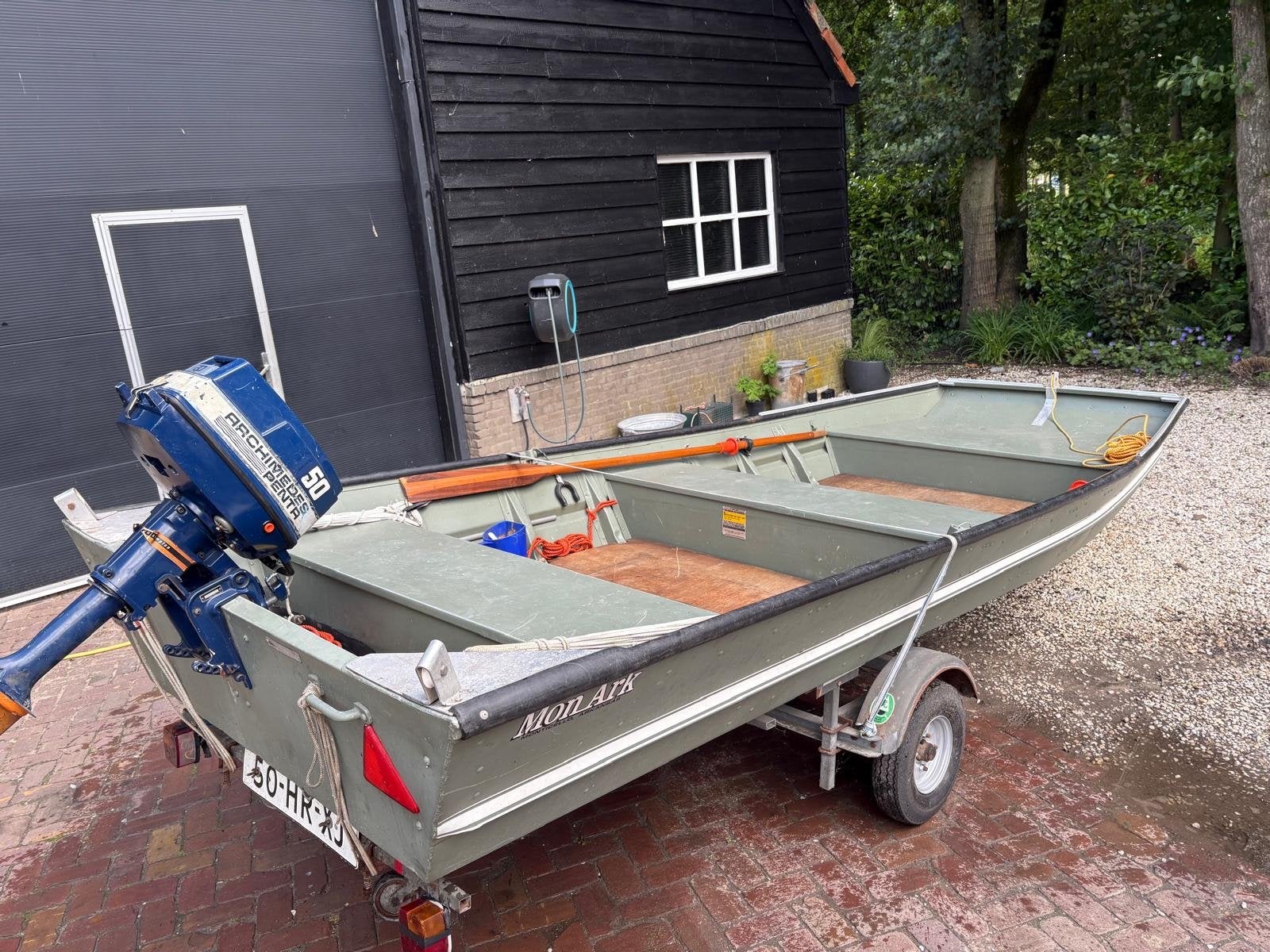 Monark Aluminium Visboot met Trailer, Watersport en Boten, Vis- en Consoleboten, Ophalen, Overige merken, Gebruikt, Tot 10 pk