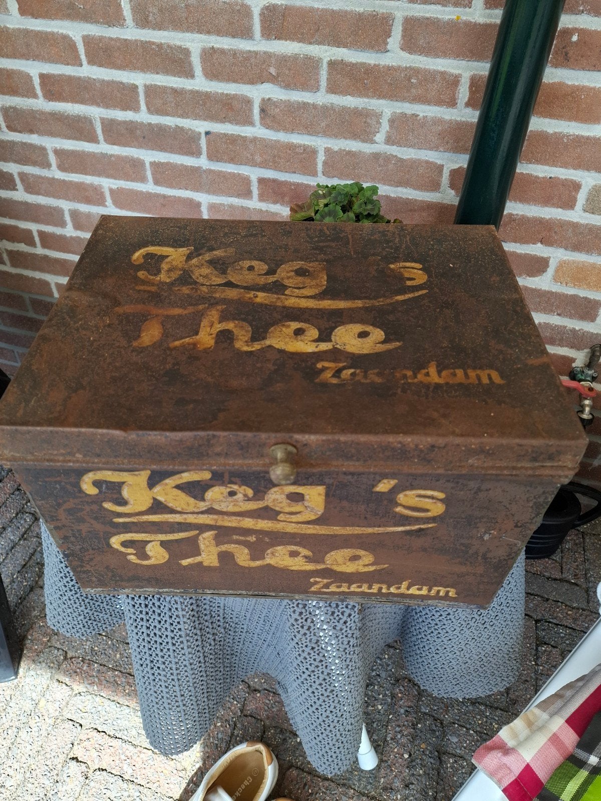 Antieke Keg's Thee Zaandam blikken doos, Ophalen of Verzenden