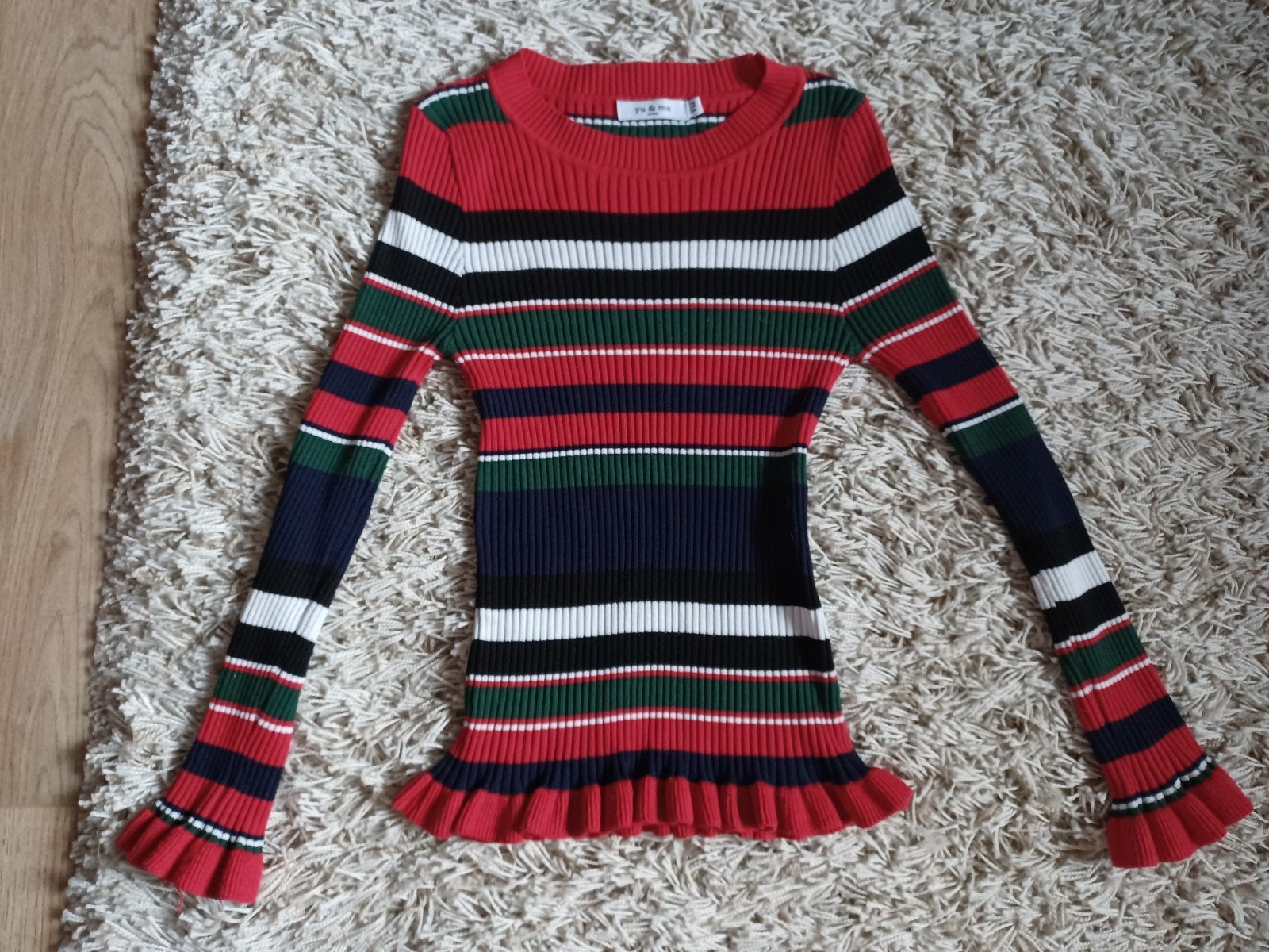 Gestreepte top You & Me met lange mouwen en ruffle, Meerkleurig, You & Me, Ophalen of Verzenden, Zo goed als nieuw