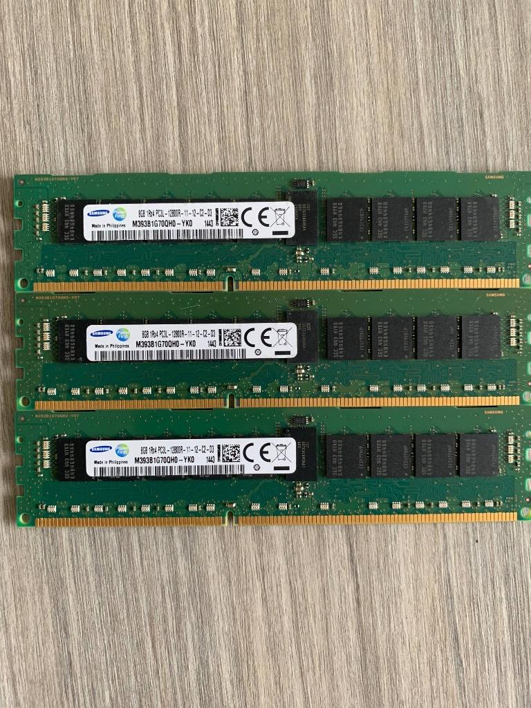 3 x Samsung 8GB PC3L - 1200R, Computers en Software, RAM geheugen, Gebruikt, Server, 8 GB, DDR3